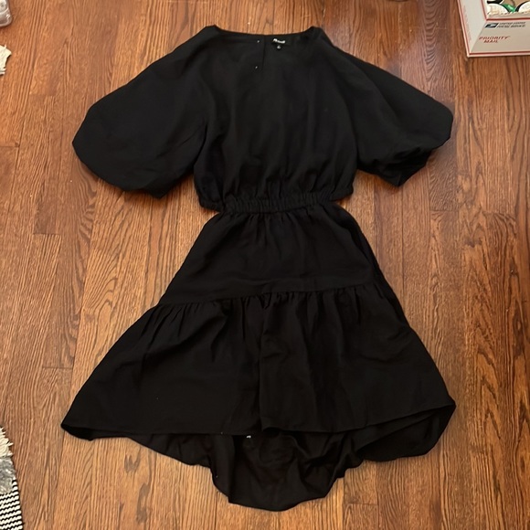 Madewell Seersucker Puff-Sleeve Cutout Mini Dress size XL - Picture 3 of 5